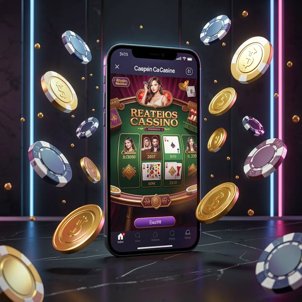 Spanduk utama aplikasi seluler kasino daring SPN88 yang menampilkan ponsel pintar modern dengan antarmuka kasino bercahaya, koin emas dan chip poker beterbangan dengan latar belakang mewah gelap beraksen neon