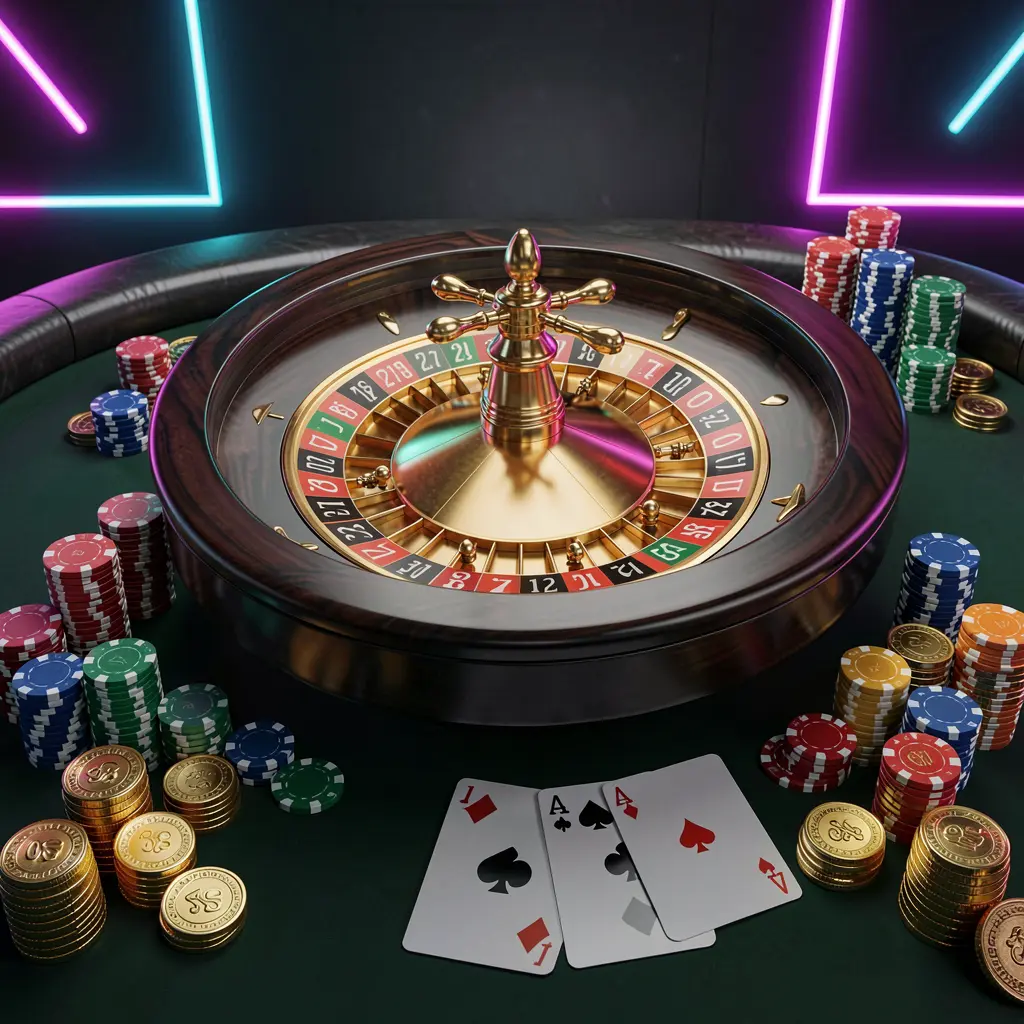 Meja kasino mewah dengan roda roulette, chip poker, kartu remi, dan koin emas di atas latar belakang premium gelap dengan cahaya neon, menampilkan spanduk utama beranda kasino daring SPN88 dalam render 3D sinematik Meja kasino mewah dengan roda roulette, chip poker, kartu remi, dan koin emas di atas latar belakang premium gelap dengan cahaya neon, menampilkan spanduk utama beranda kasino daring SPN88 dalam render 3D sinematik